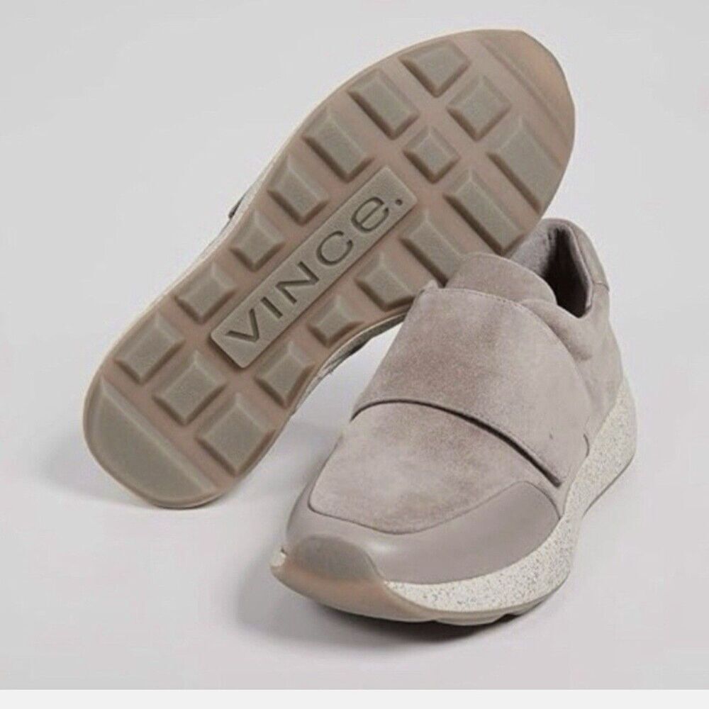 Vince Gage Suede Laceless Fashion Sneakers Wood Smoke Comfort Women’s Size 8.5 - Picture 2 of 10
